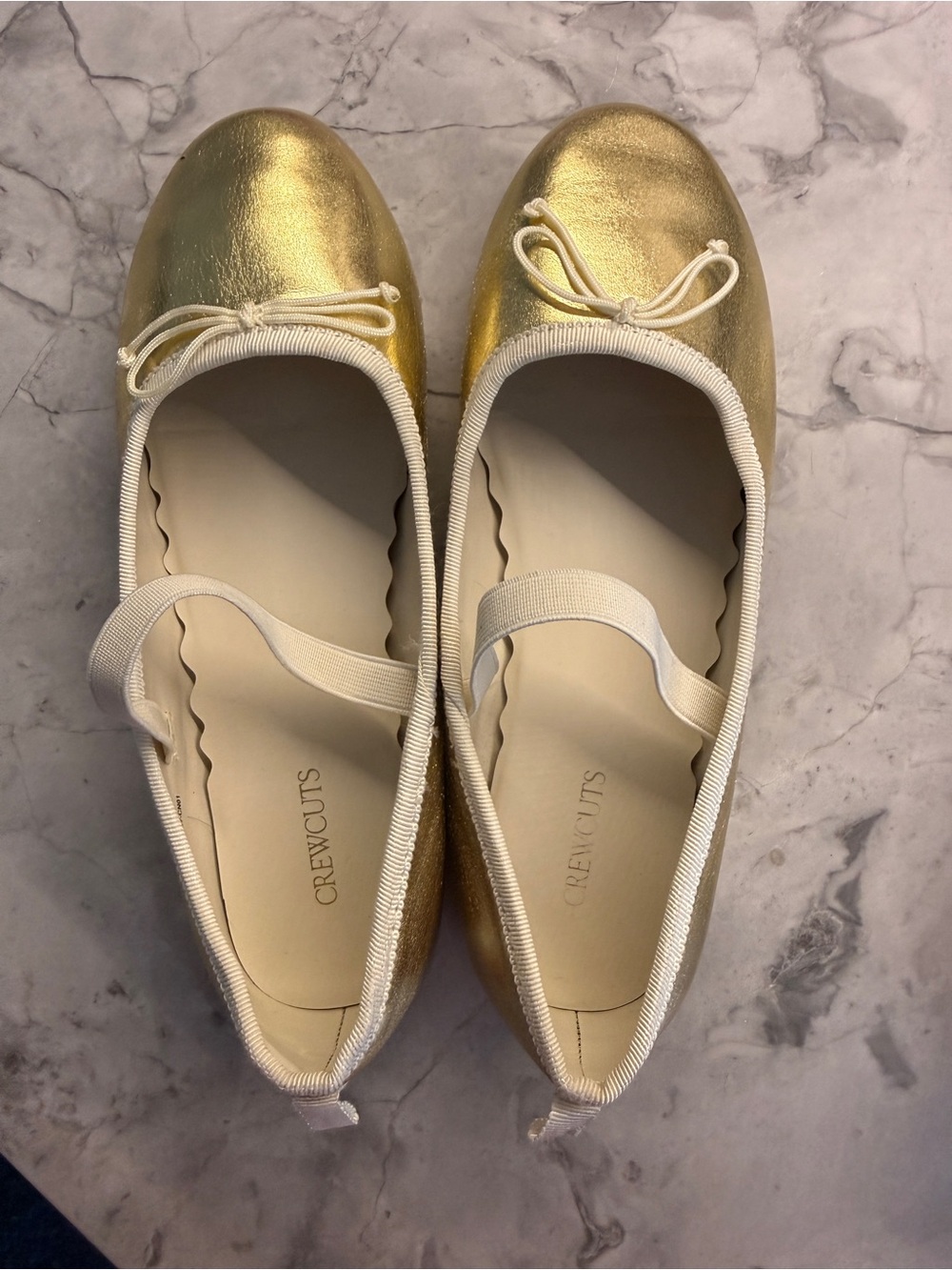 GIRLS Crewcuts Metallic Gold Ballet Flats with Elastic Strap